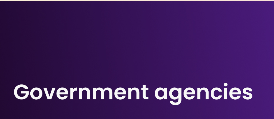 Purple background with Government agencies text