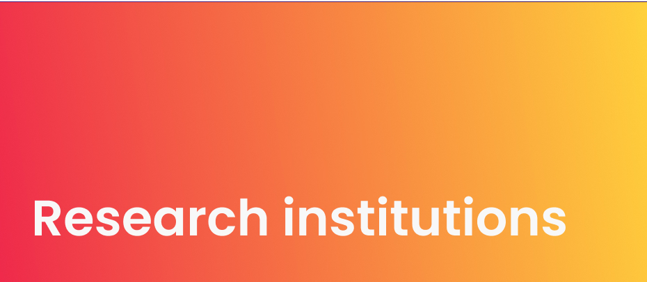 Orange to yellow background with Research institutions text